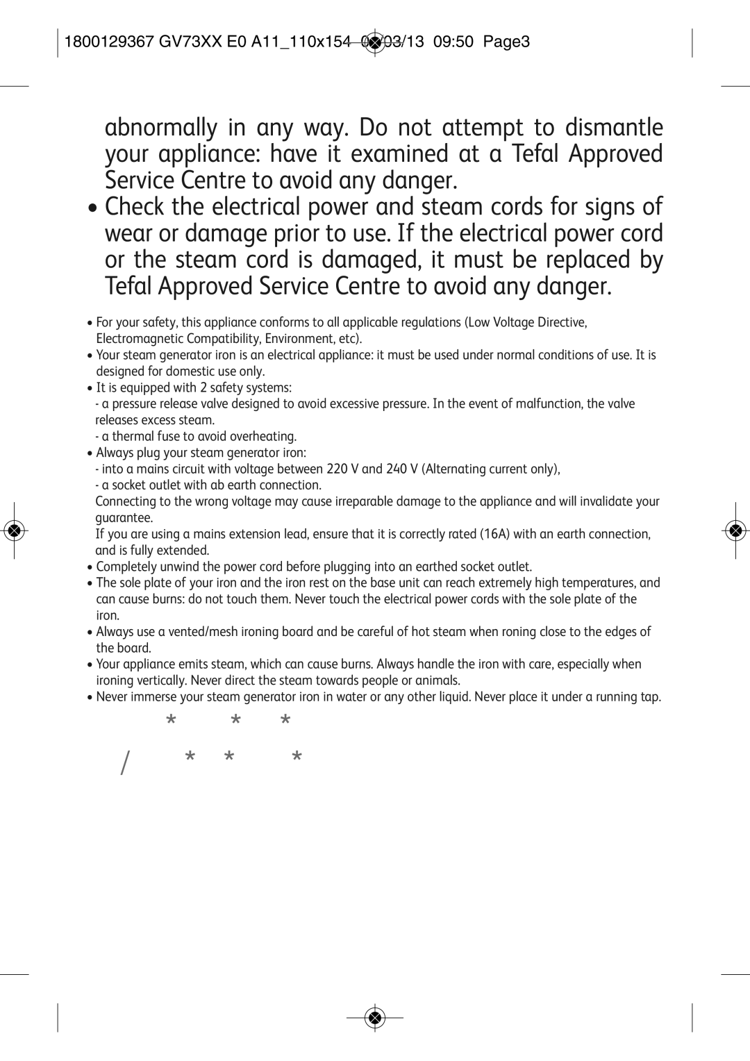 Tefal GV7315E0 manual Please Retain this Instruction Booklet for Future Reference 