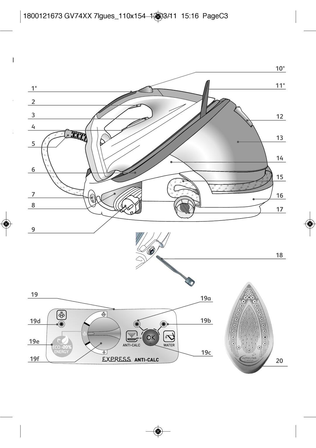 Tefal GV7485E0, GV7485C0 manual 1800121673 GV74XX 7lgues110x154 17/03/11 1516 PageC3 