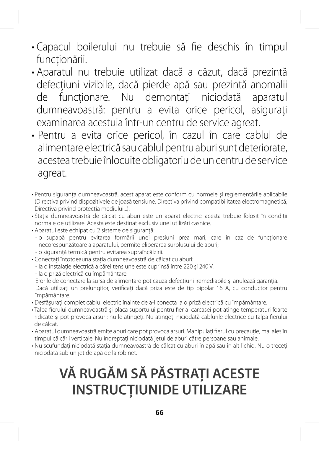 Tefal GV7630G0, GV7630CH, GV7630E0, GV7630C0, GV7630Z0 manual VĂ Rugăm SĂ Păstraţi Aceste Instrucţiunide Utilizare 