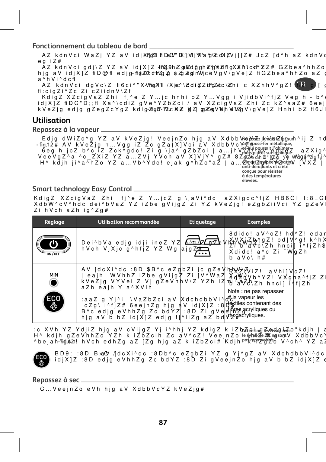 Tefal GV7630C0, GV7630CH, GV7630E0 manual Repassez à la vapeur, Repassez à sec, Réglage Utilisation recommandée, Exemples 