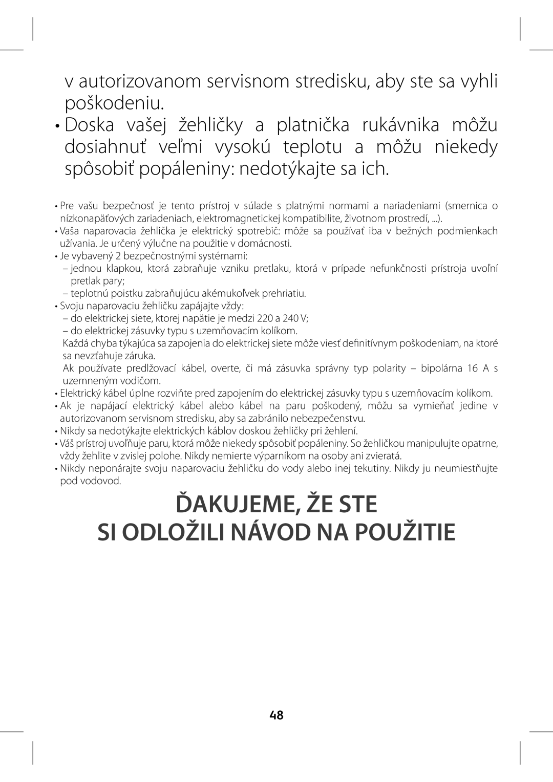 Tefal GV7760CH, GV7760E0, GV7760C0 manual ĎAKUJEME, ŽE STE SI Odložili Návod NA Použitie 