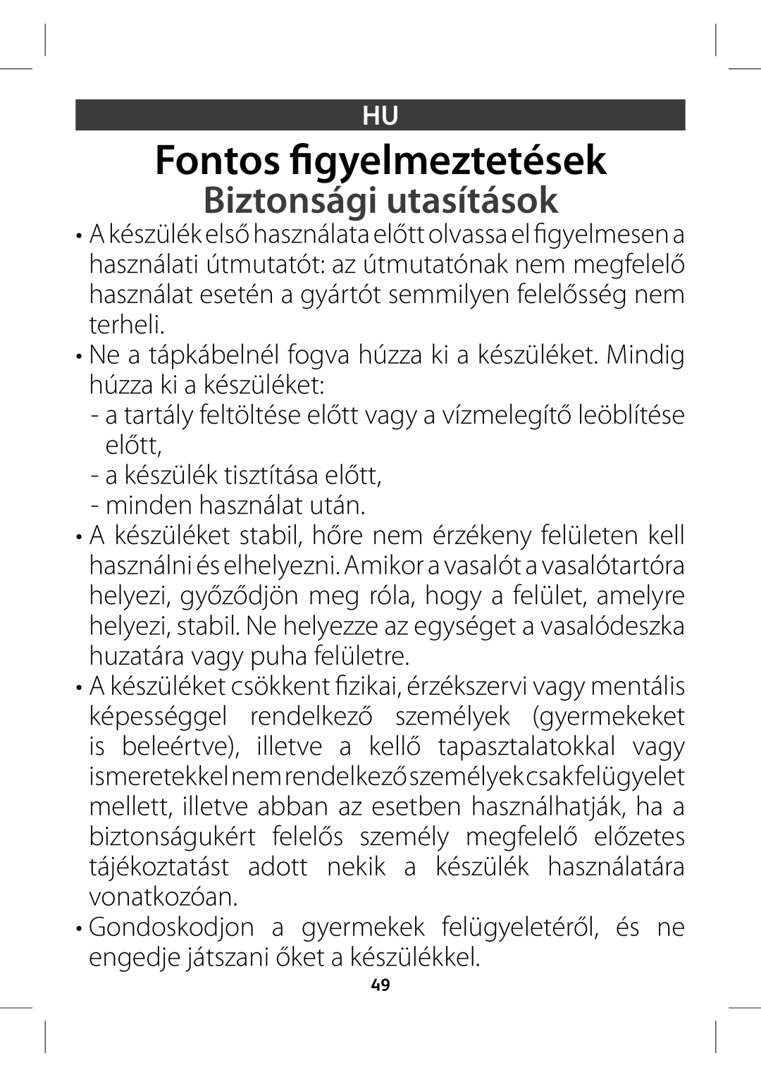 Tefal GV7760E0 Fontos elmeztetések, Biztonsági utasítások,  BLÏTàMÏLUJTUÓUÈTBFM UU,  NjoefoIbtoèmbuVuèo 