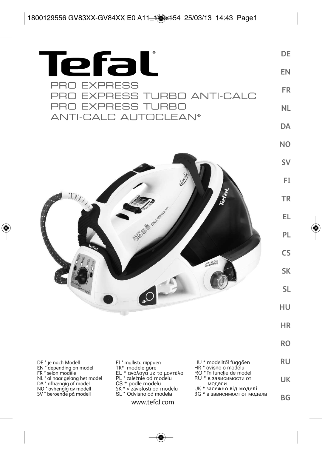 Tefal GV8310E0, GV8310C0 manual 1800129556 GV83XX-GV84XX E0 A11110X154 25/03/13 1443 PAGE1, El * ·Ó¿Ïôá· Ìâ Ùô Ìôóù¤Ïô 