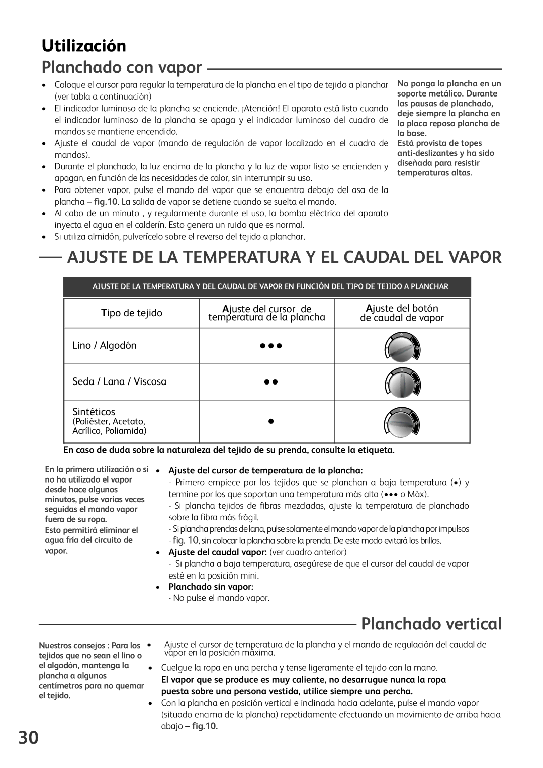 Tefal GV8430G0, GV8430S0, GV8430C0, GV8430E0 manual Utilización, Planchado con vapor, Planchado vertical 