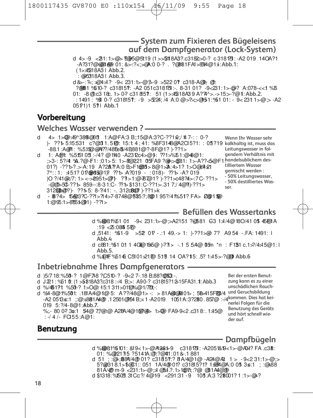 Tefal GV8700S0 Welches Wasser verwenden ?, Befüllen des Wassertanks, Inbetriebnahme Ihres Dampfgenerators, Dampfbügeln 