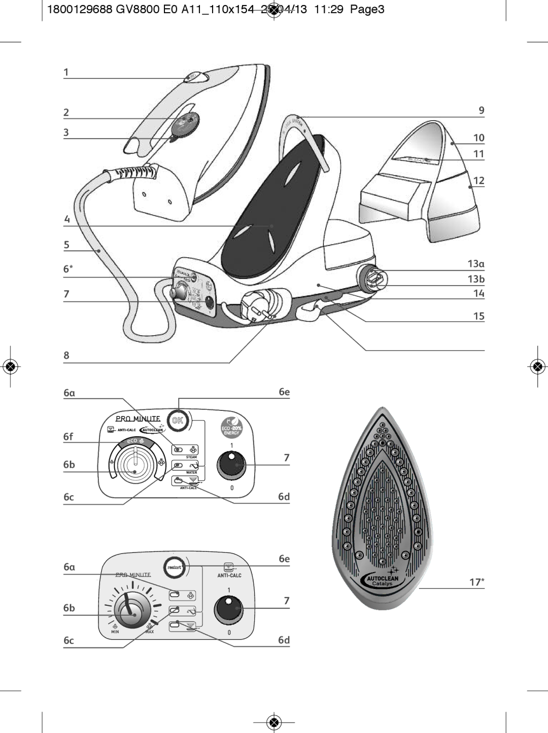 Tefal GV8800E0, GV8800C0 manual 1800129688 GV8800 E0 A11110x154 25/04/13 1129 Page3 