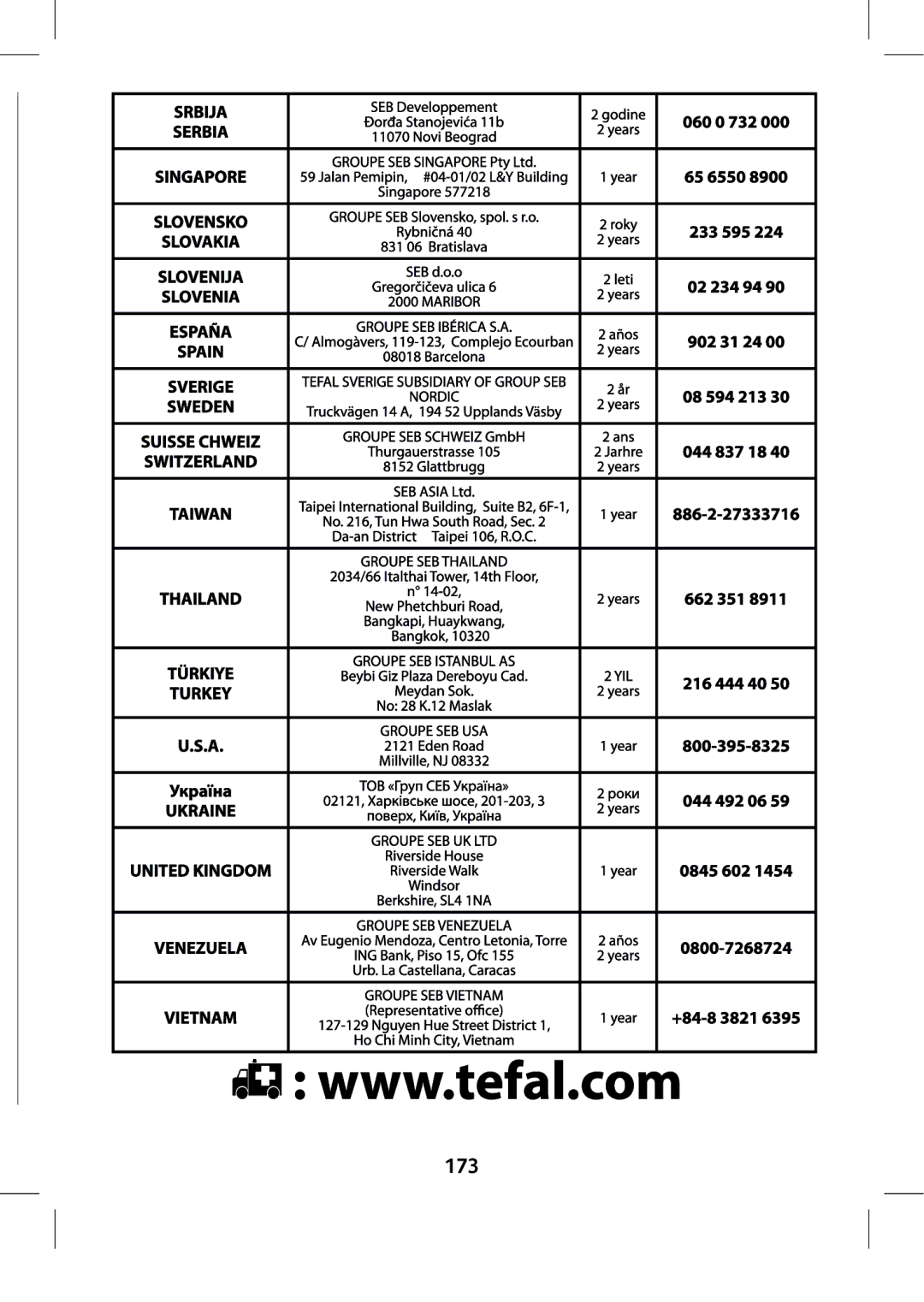 Tefal GV8975E0 manual 173 