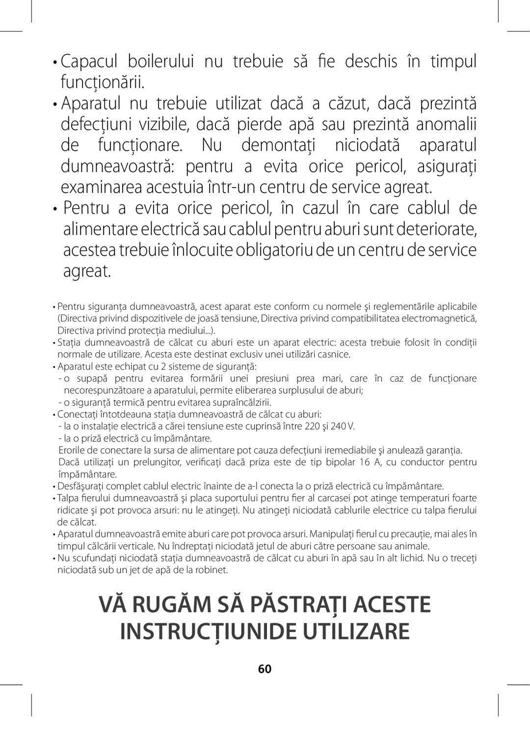 Tefal GV8975E0 manual VĂ Rugăm SĂ Păstraţi Aceste Instrucţiunide Utilizare 