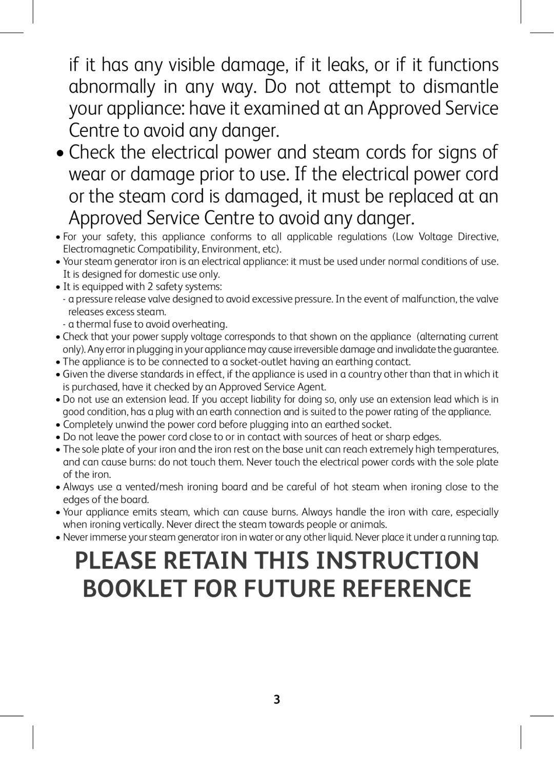 Tefal GV8975E0 manual Please Retain this Instruction Booklet for Future Reference 