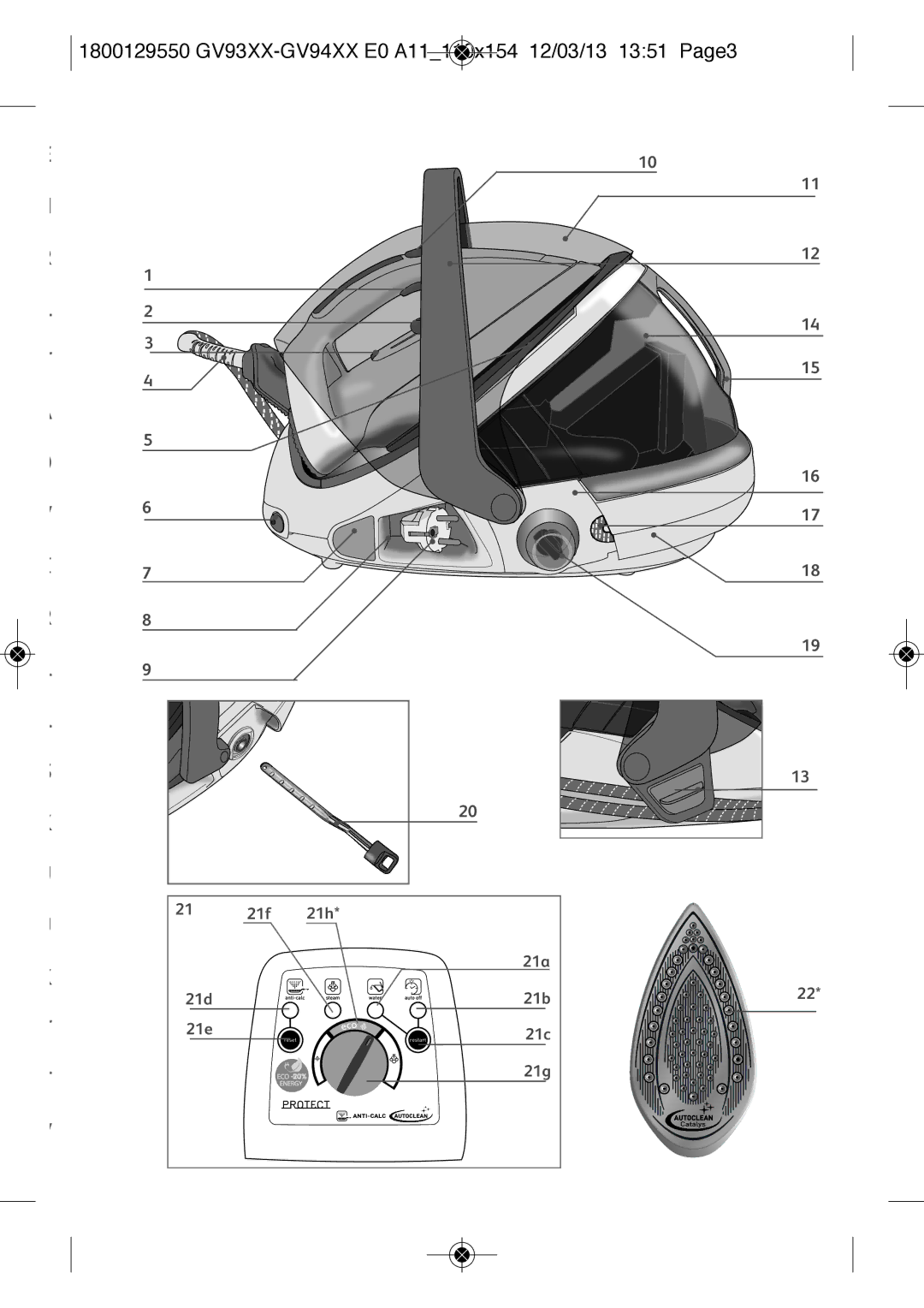 Tefal GV9461C0, GV9461G0, GV9461E0 manual 1800129550 GV93XX-GV94XX E0 A11110x154 12/03/13 1351 Page3 