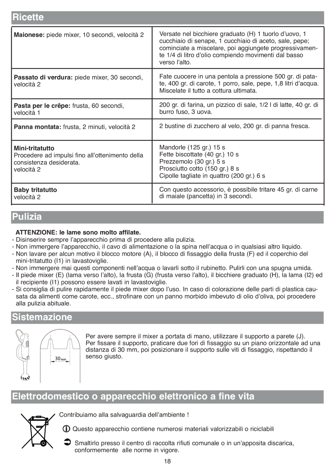 Tefal HB713161, HB713180, HB711115 Ricette, Pulizia, Sistemazione, Elettrodomestico o apparecchio elettronico a fine vita 