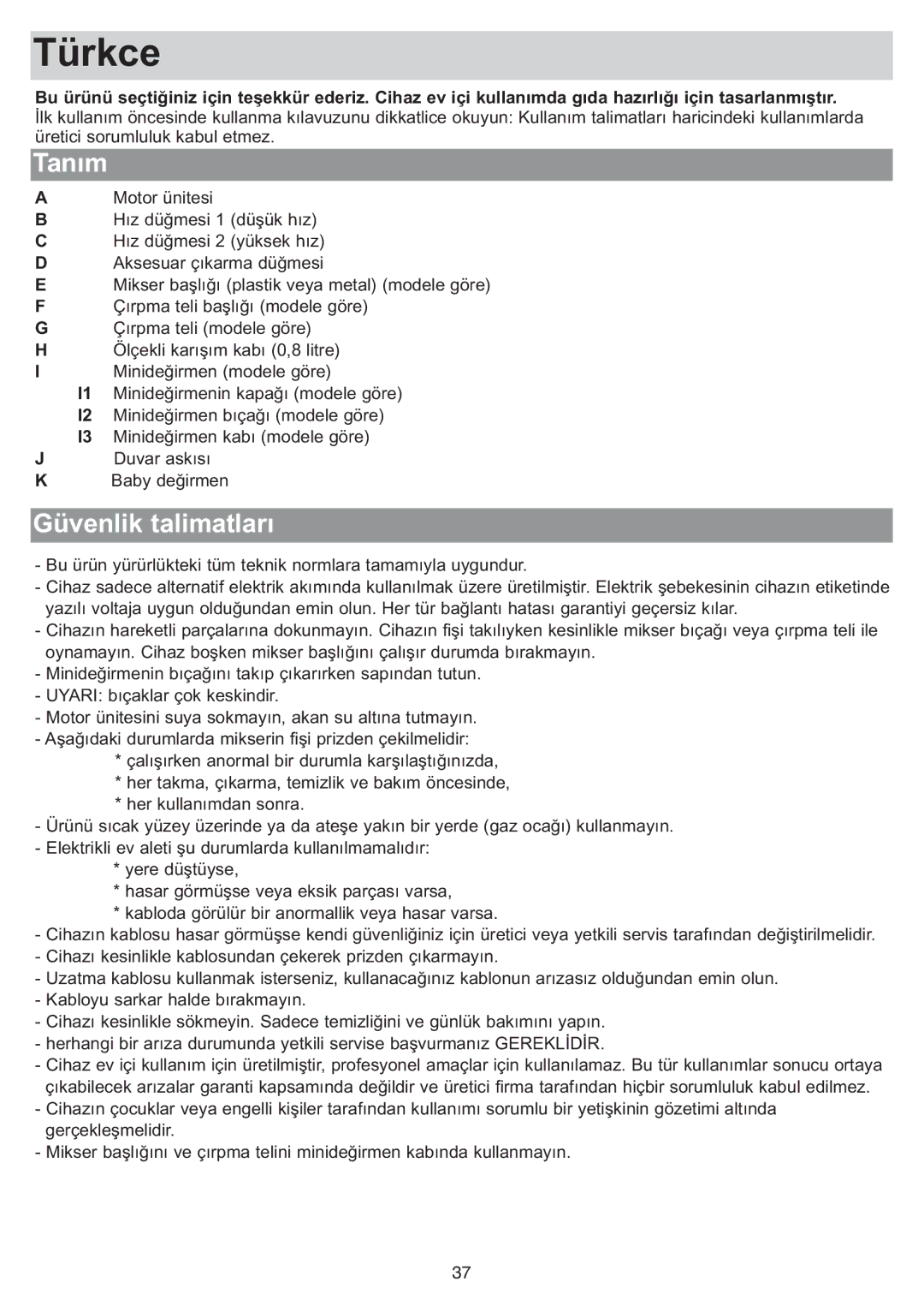 Tefal HB713180, HB711115, HB703163, HB713131, HB703150, HB713161, HB713142, HB713141 manual Türkce 