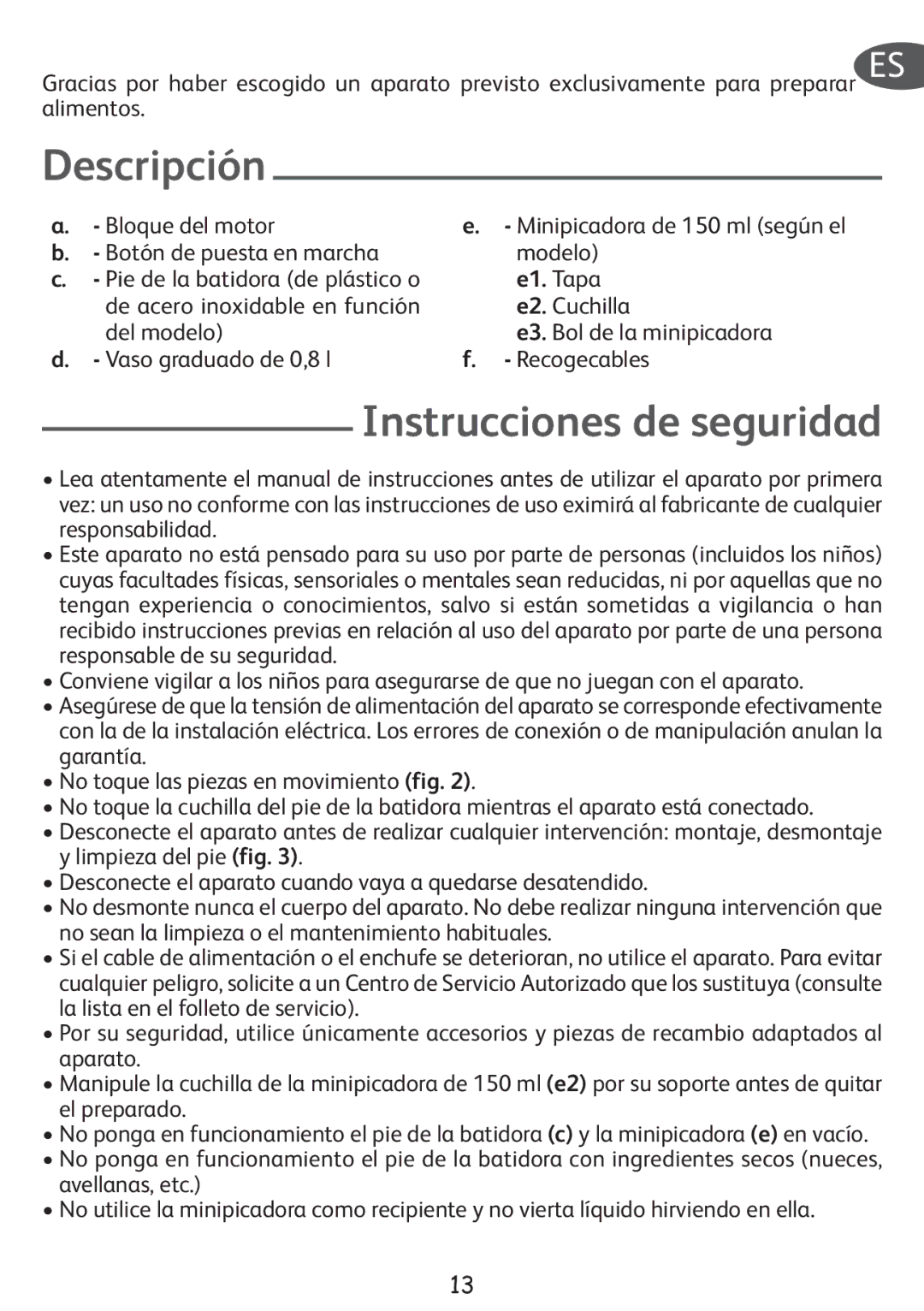 Tefal HB853866, HB407143, HB300141 manual Descripción, Instrucciones de seguridad 