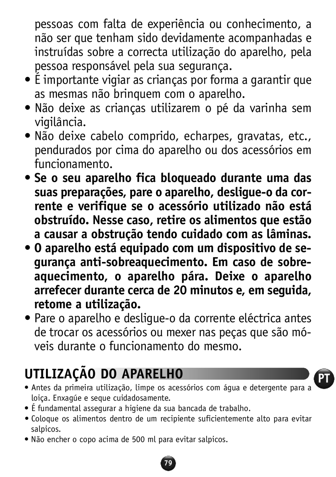 Tefal HB856A40 manual Utilização do Aparelho 