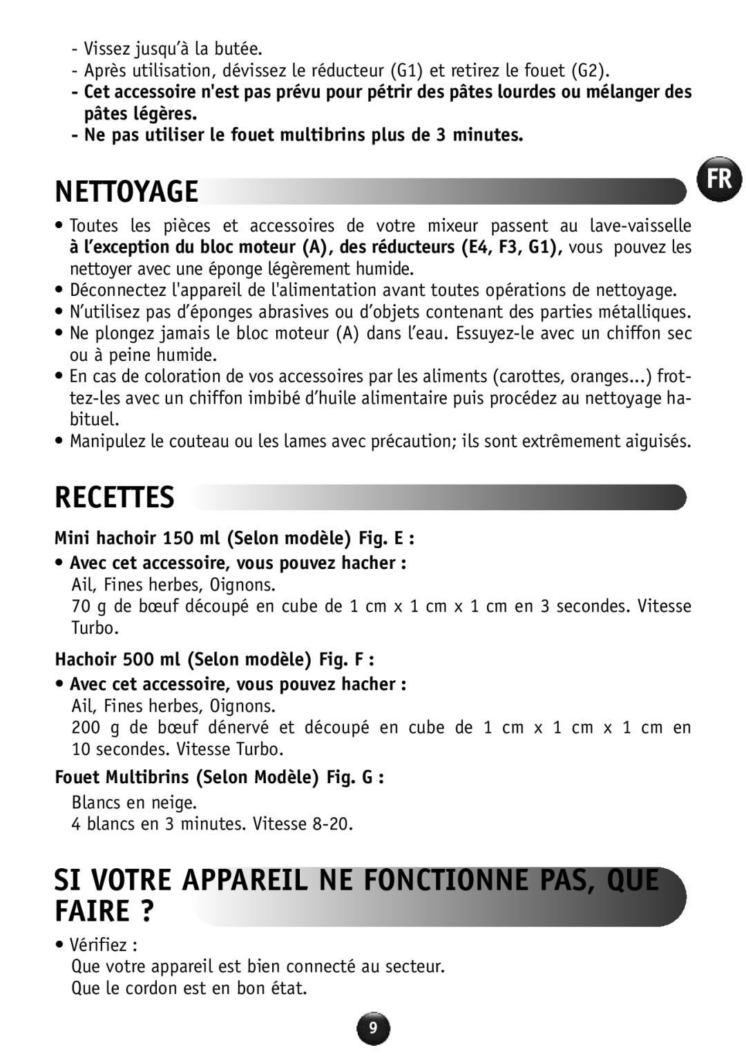 Tefal HB856A40 manual Recettes, SI Votre Appareil NE Fonctionne PAS, QUE Faire ? 