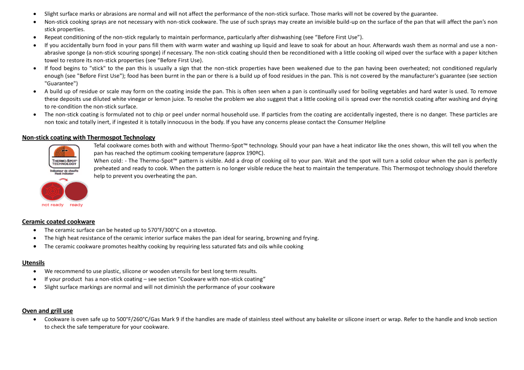 Tefal Ceramic Control Non-stick coating with Thermospot Technology, Ceramic coated cookware, Utensils, Oven and grill use 