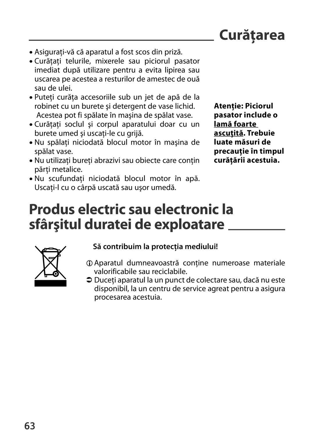 Tefal HT41313E manual Curăţarea 