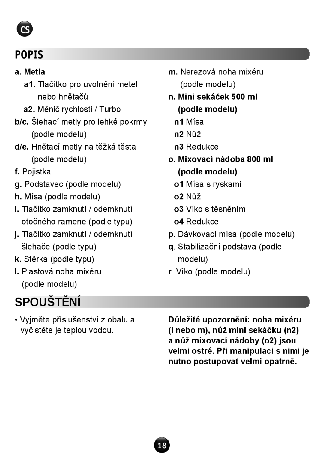 Tefal HT611138 manual Popis, Spouštění 