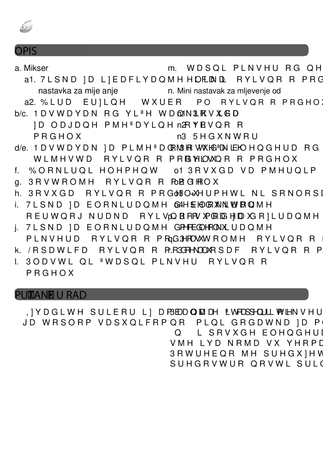 Tefal HT617138 manual Opis, Puštanje u rad 