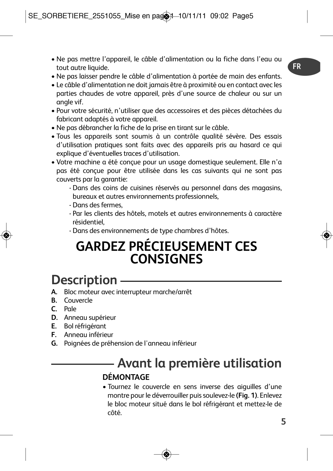 Tefal IG500710, IG5007B1, IG500760, IG5007B2, IG500140 manual Description, Avant la première utilisation, Démontage 