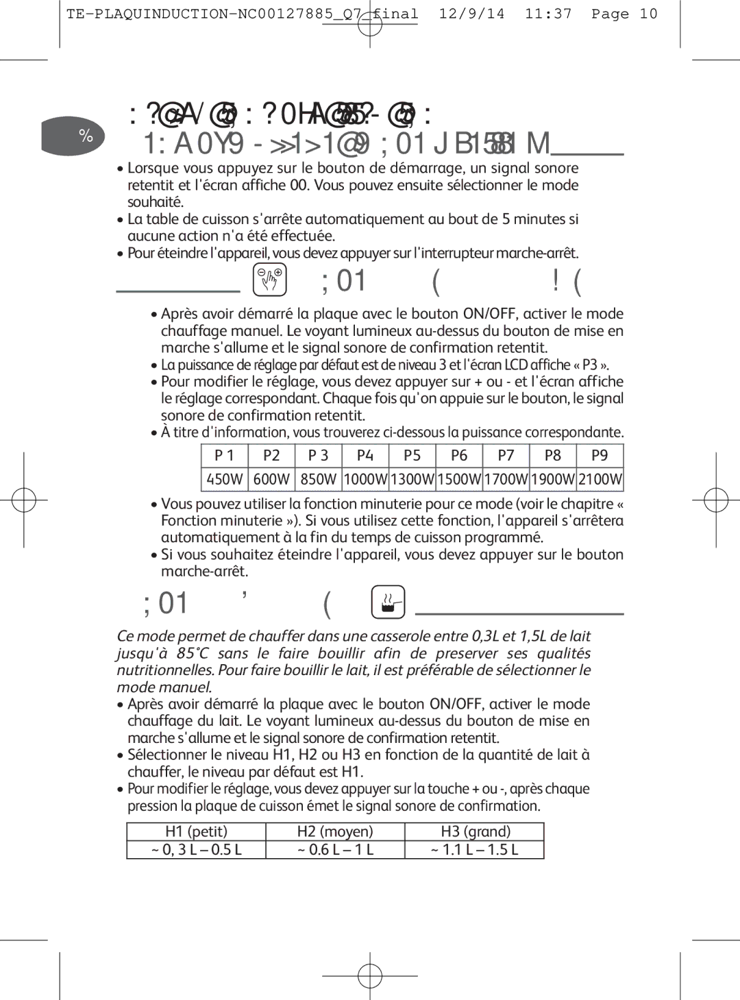 Tefal IH201840 manual Instructions dutilisation, FR Menu démarrer et mode « veille », Mode Chauffe Manuel, Mode Lait Chaud 