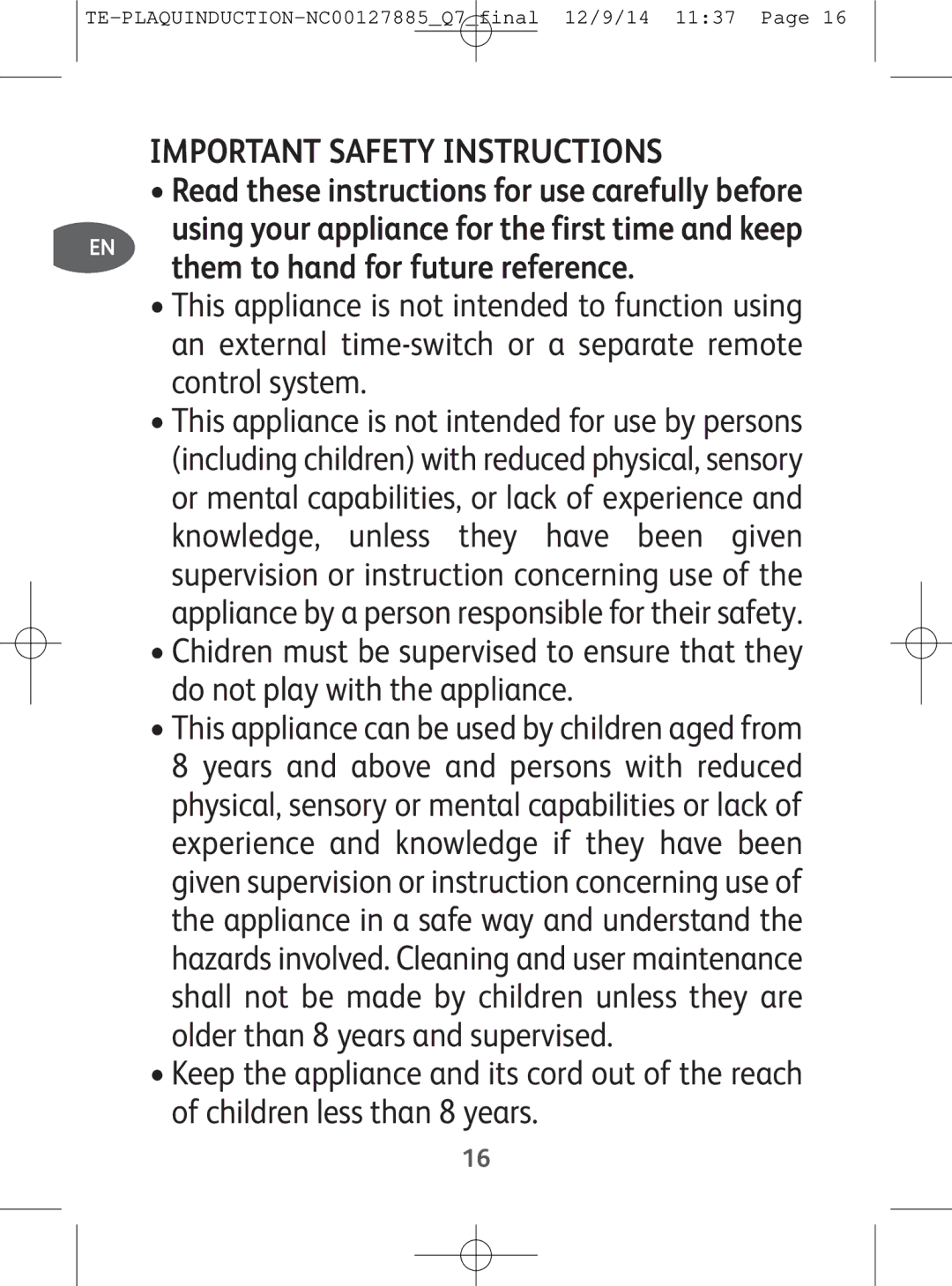 Tefal IH201865, IH201866, IH201840, IH201812 manual Importantsafety Instructions 