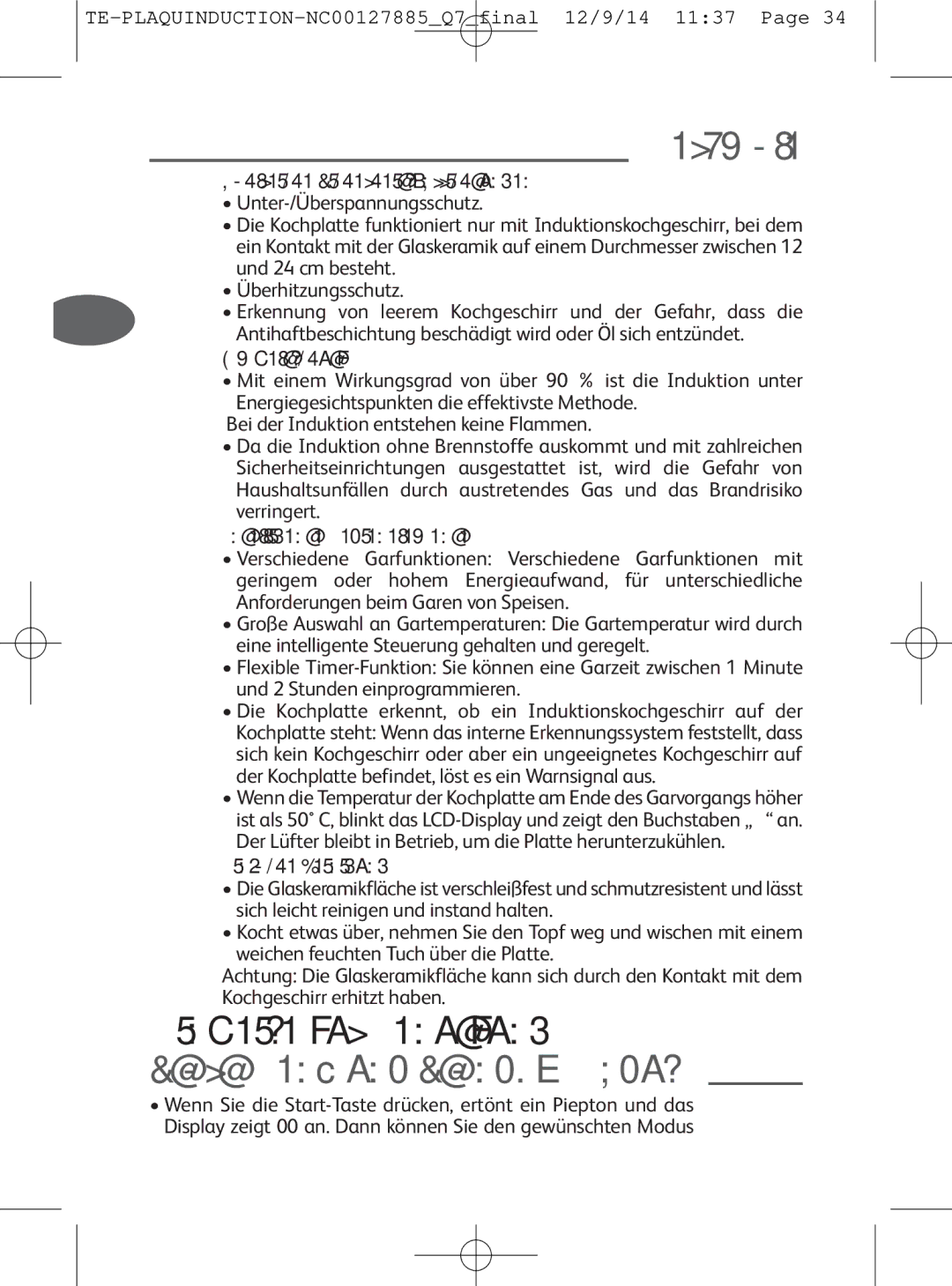 Tefal IH201840, IH201865, IH201866, IH201812 manual Merkmale, Hinweise zur Benutzung, Start-Menü und Standby-Modus 