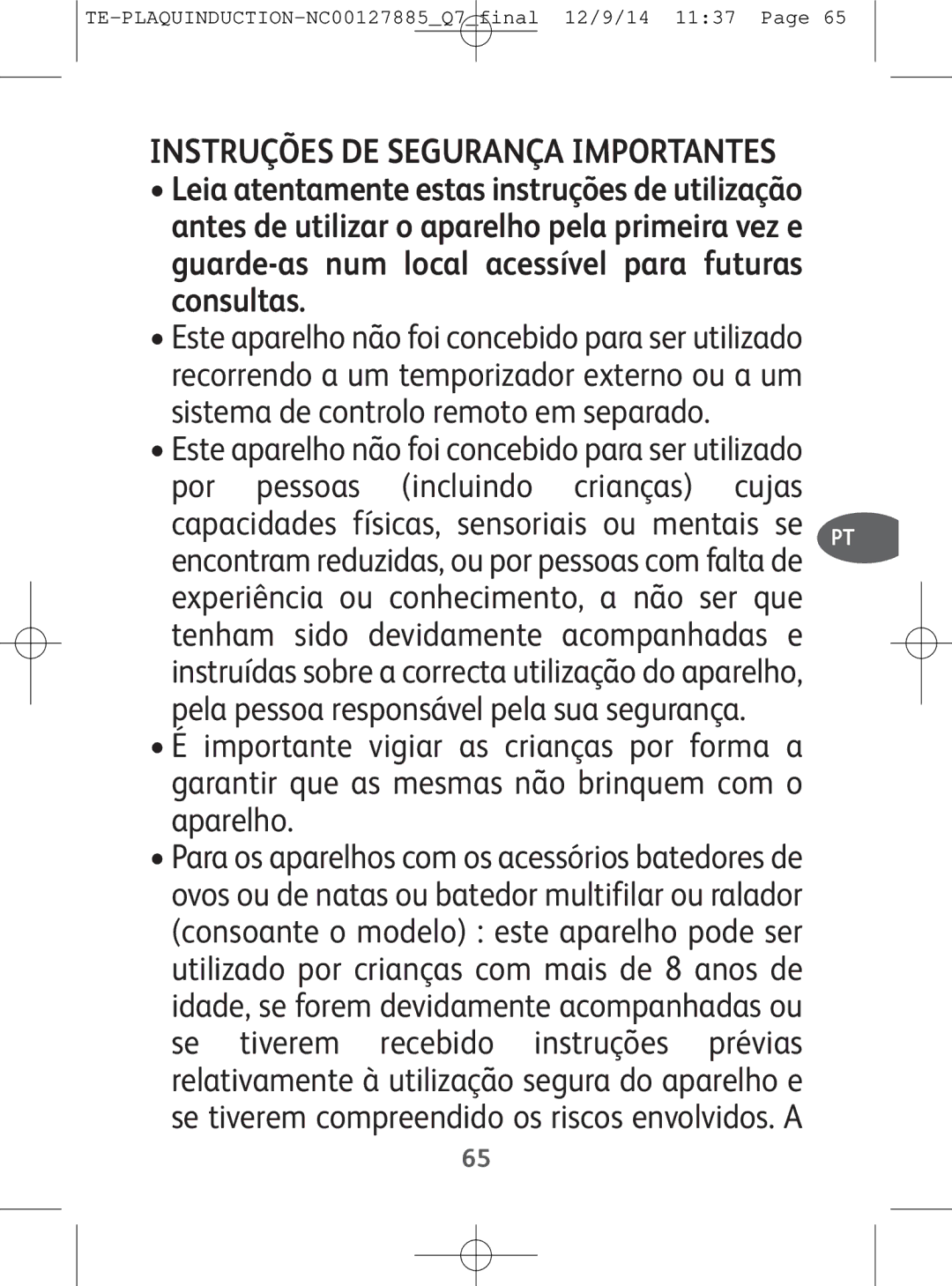 Tefal IH201866, IH201865, IH201840, IH201812 manual Instruções DE Segurança Importantes 