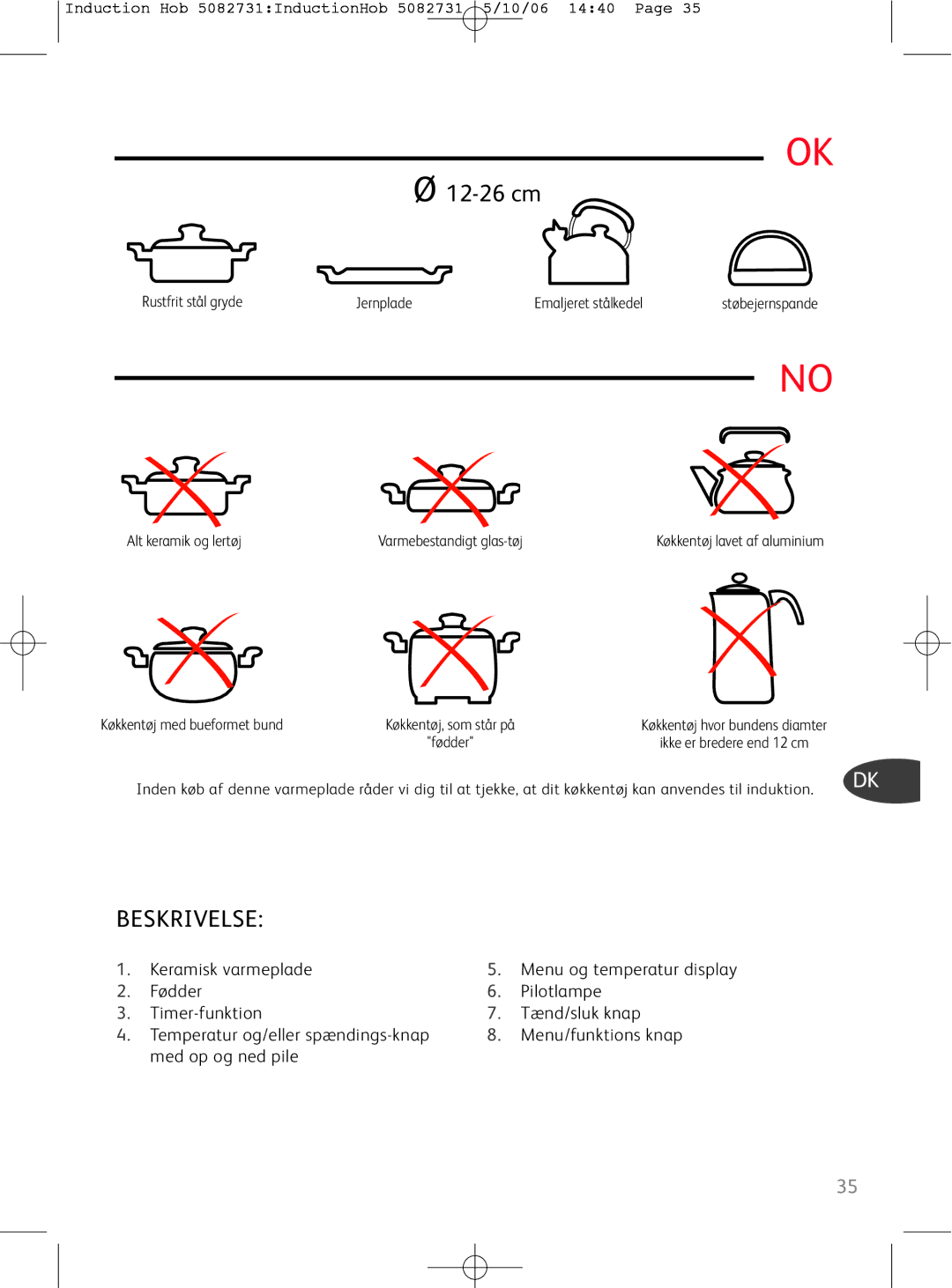 Tefal IH700030, IH700031 manual Beskrivelse, Rustfrit stål gryde Jernplade Emaljeret stålkedel, Køkkentøj med bueformet bund 