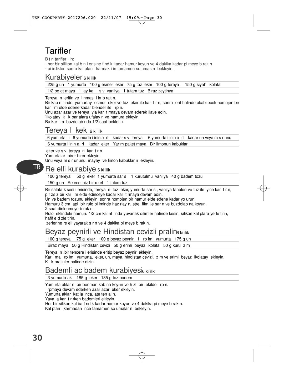 Tefal KD500012 manual Tarifler 