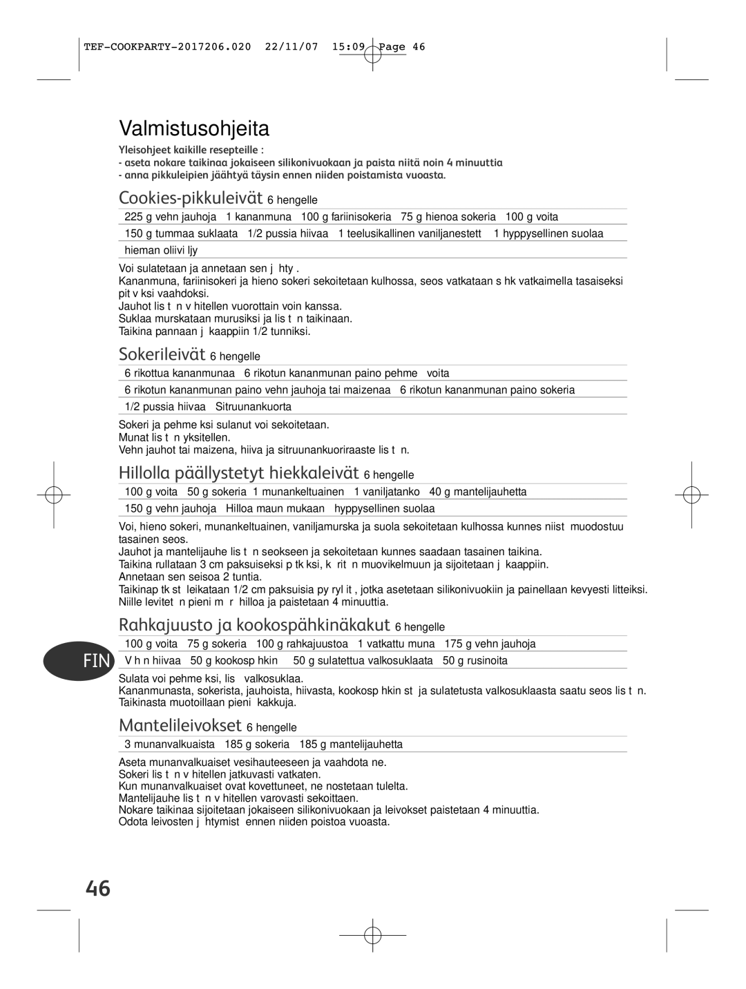 Tefal KD500012 manual Valmistusohjeita 