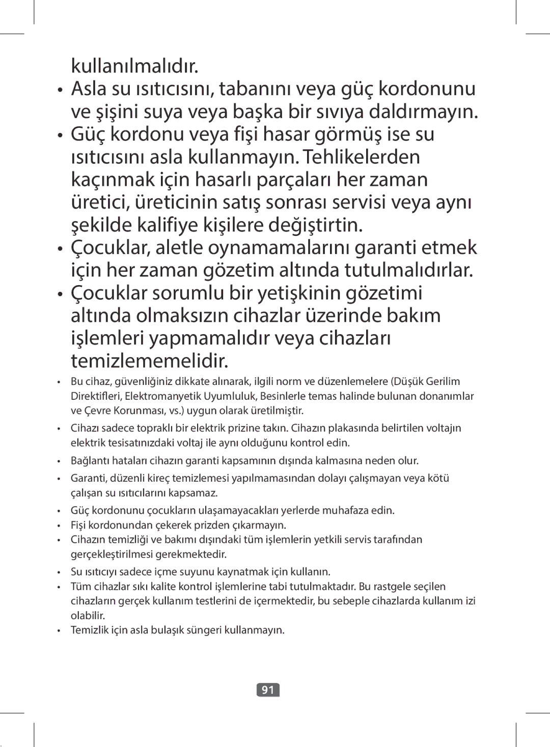 Tefal KI501DKR manual Kullanılmalıdır 