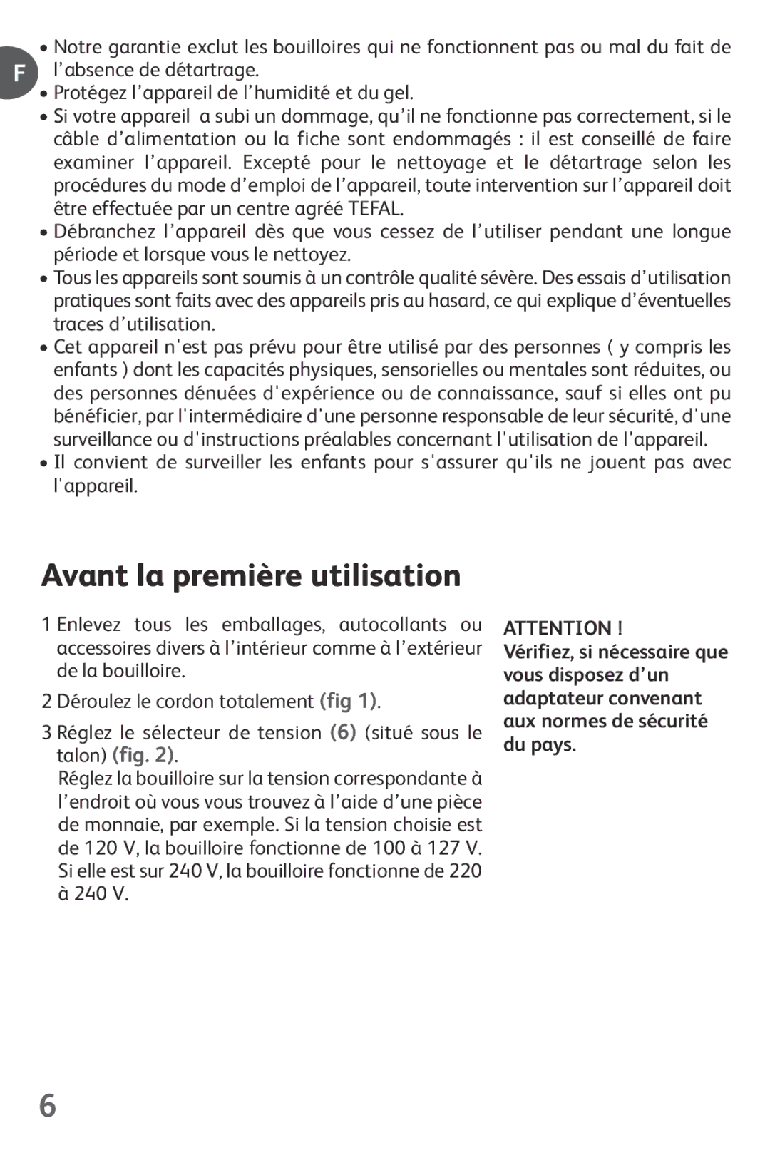 Tefal KO1021HK, KO102140, KO102110, KO1021KR, KO1021JP manual Avant la première utilisation 