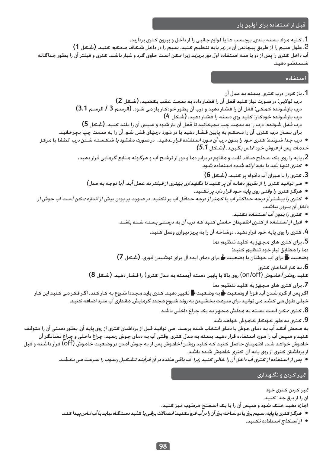 Tefal KO299850, KO299815, KO299840, KO299830 راب نیلوا یارب هدافتسا زا لبق, 6 لکش\ .دینک رپ هاولخد بآ نازیم اب ار یرتک3.3 