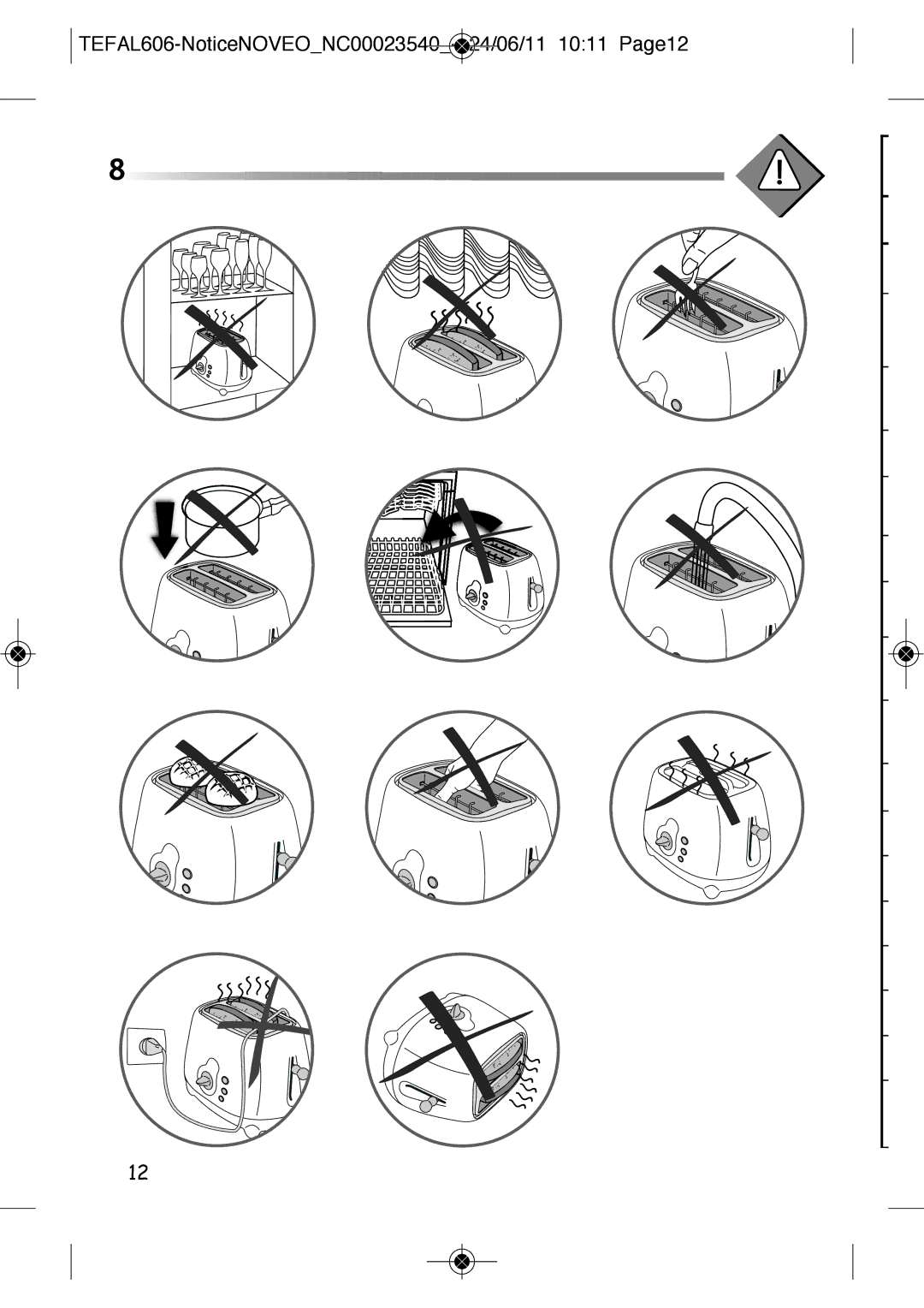 Tefal LT251870 manual TEFAL606-NoticeNOVEONC00023540- 24/06/11 1011 Page12 