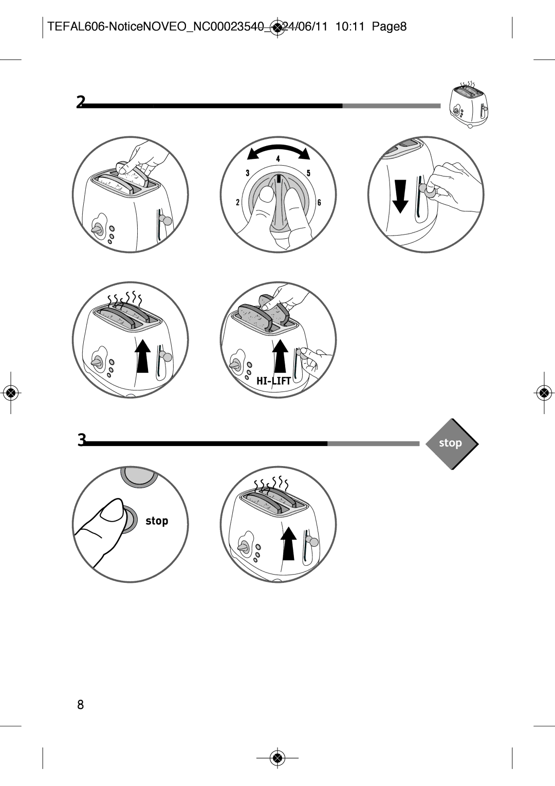 Tefal LT251870 manual TEFAL606-NoticeNOVEONC00023540- 24/06/11 1011 Page8 