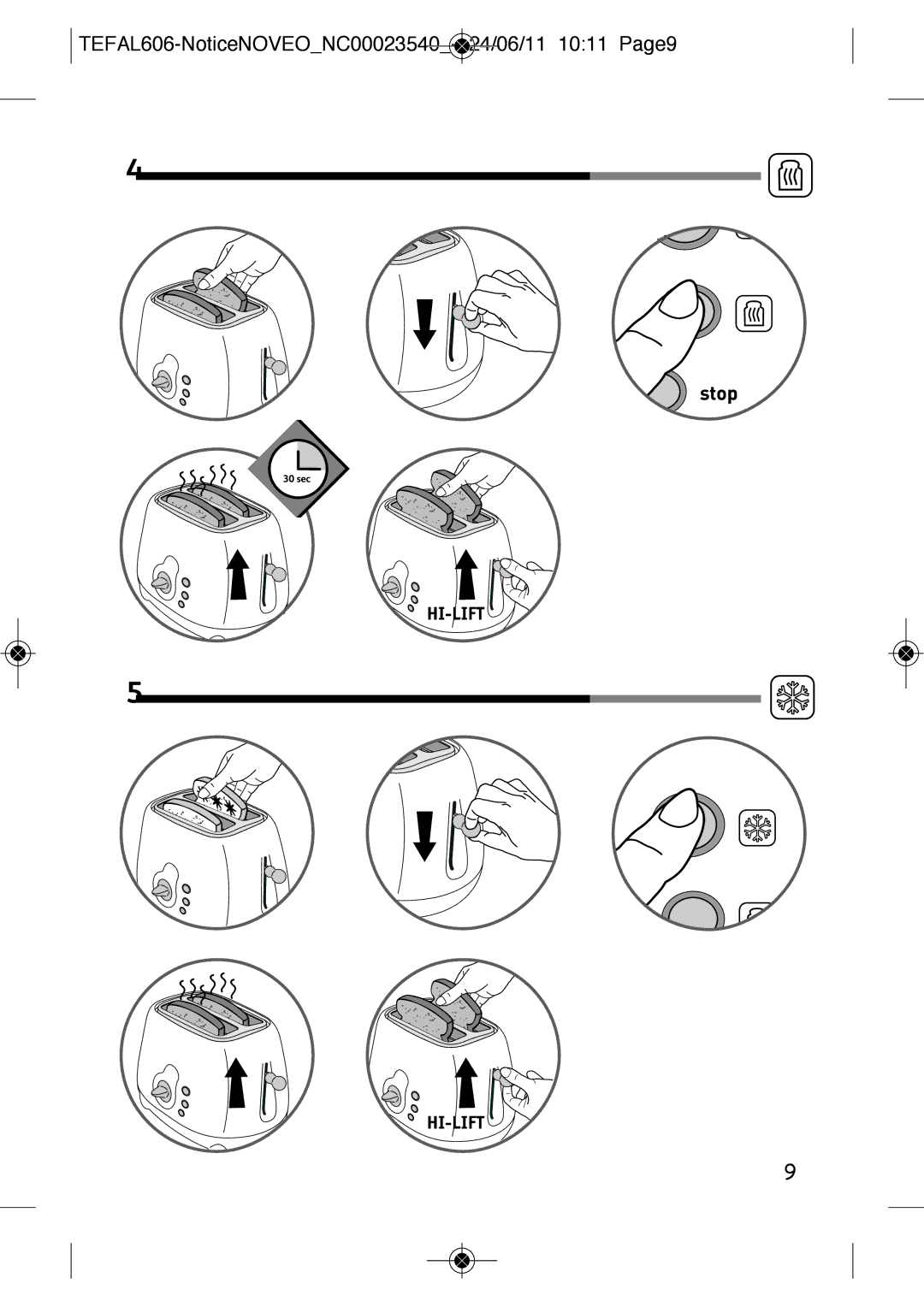 Tefal LT251870 manual TEFAL606-NoticeNOVEONC00023540- 24/06/11 1011 Page9 