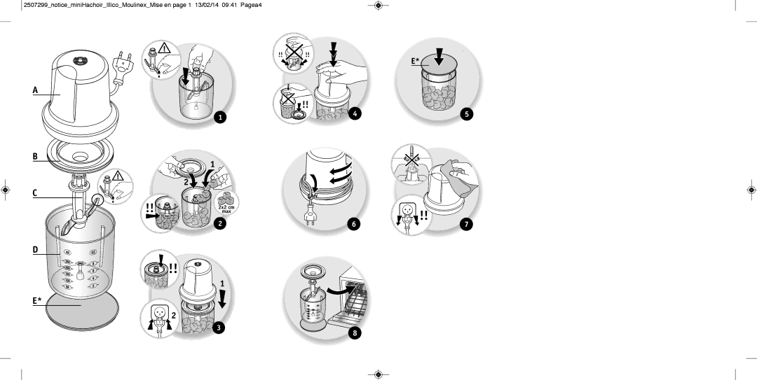 Tefal MB300138 manual 2x2 cm max 