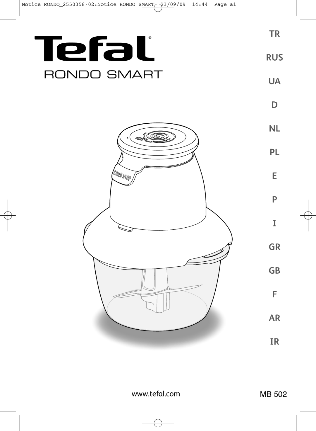 Tefal MB502133, MB50213E manual Rondo Smart 