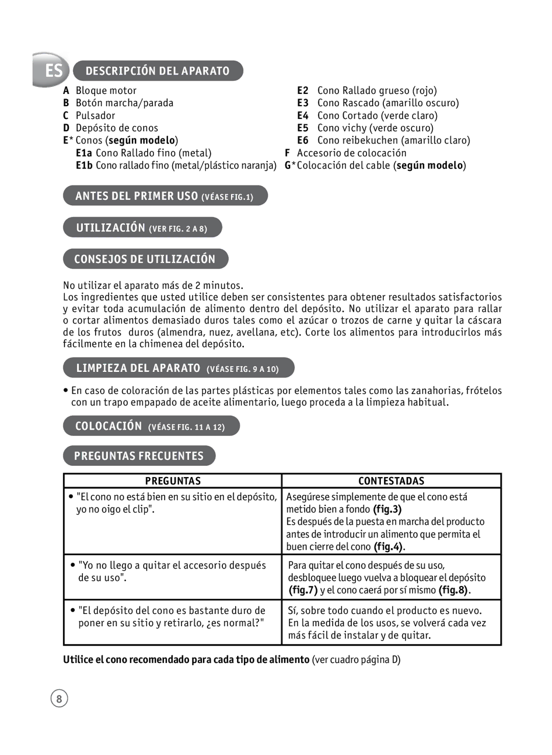 Tefal MB755GTR Descripción DEL Aparato, Antes DEL Primer USO véase, Consejos DE Utilización, Limpieza DEL Aparato véase a 