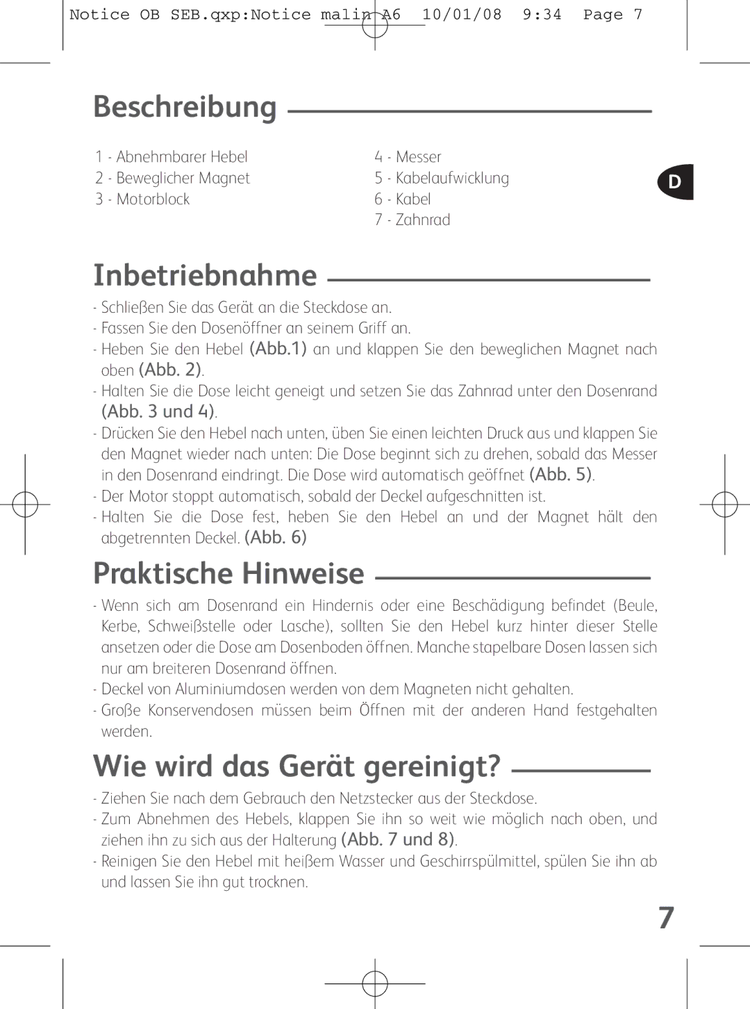 Tefal OB300160 manual Beschreibung, Inbetriebnahme, Praktische Hinweise, Wie wird das Gerät gereinigt? 