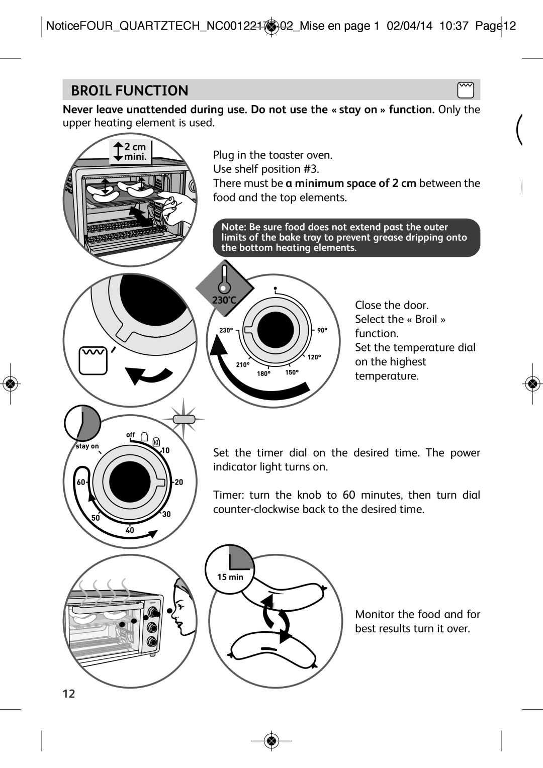 Tefal OF170870 manual Broil Function 