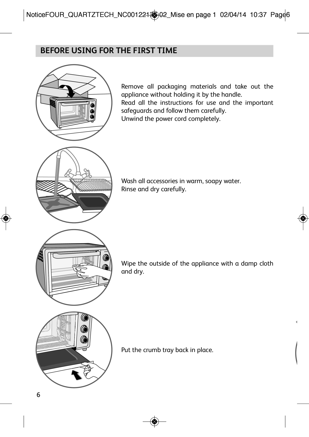 Tefal OF170870 manual Before Using for the First Time 