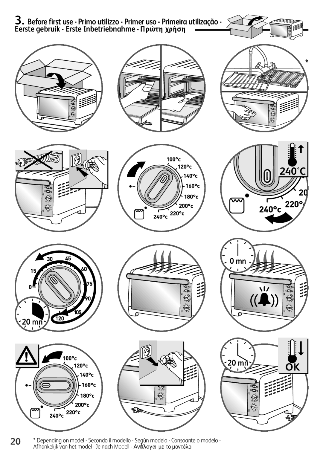 Tefal OF245830 manual 240C, 20 mn 