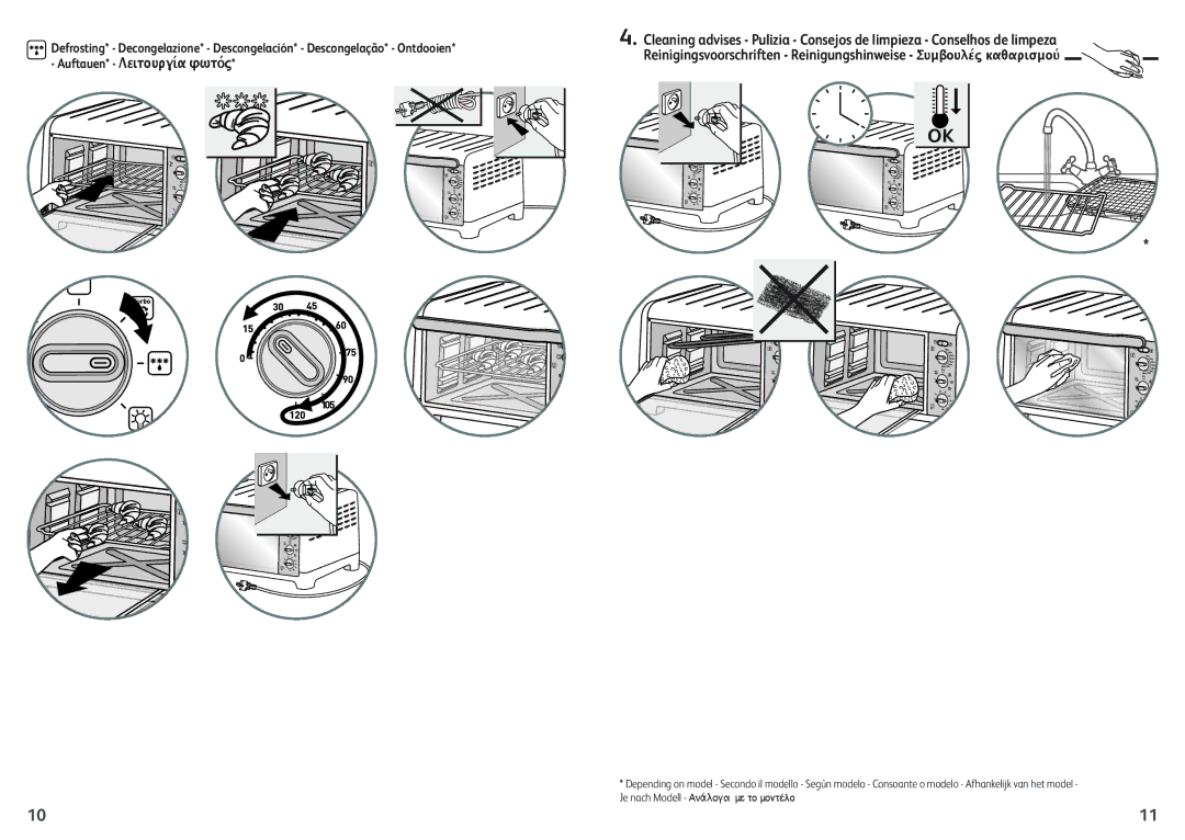 Tefal OF265830 manual Auftauen* Λειτουργία φωτός 