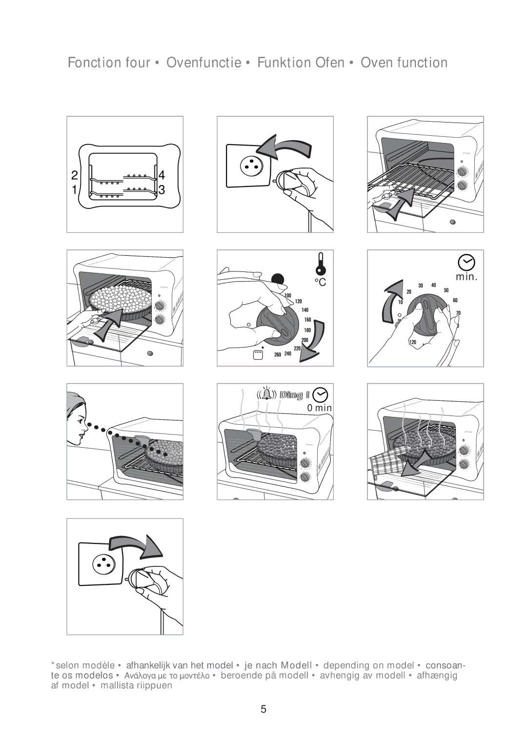 Tefal OV125332, OV125350 manual Fonction four Ovenfunctie Funktion Ofen Oven function, Min 