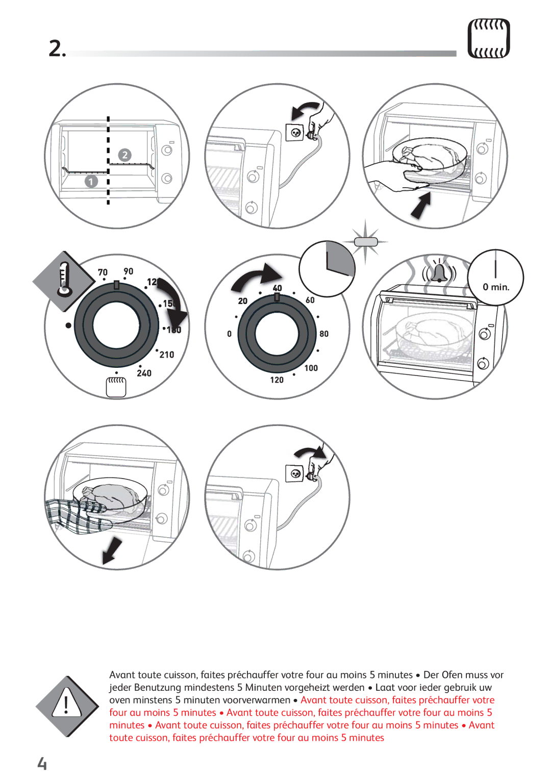 Tefal OV200230 manual Min 