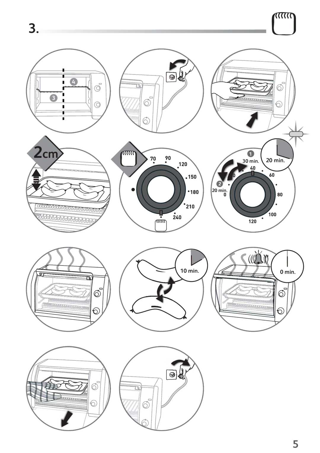 Tefal OV200230 manual 2cm, 10 min 