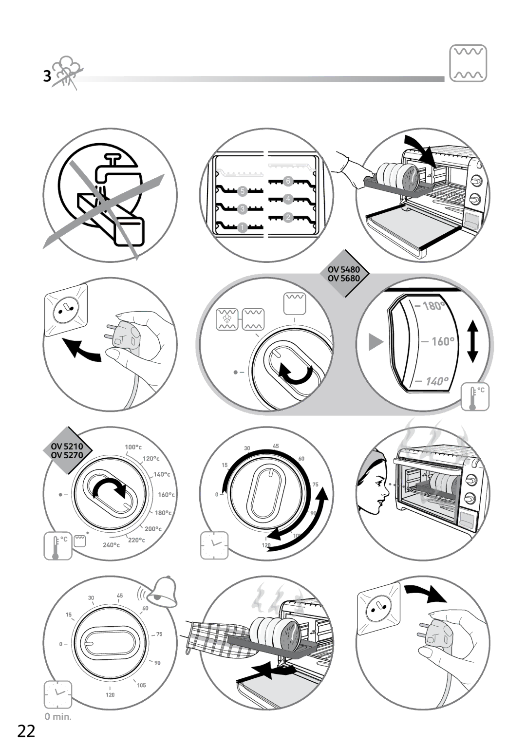 Tefal OV527070, OV527031 manual Min 