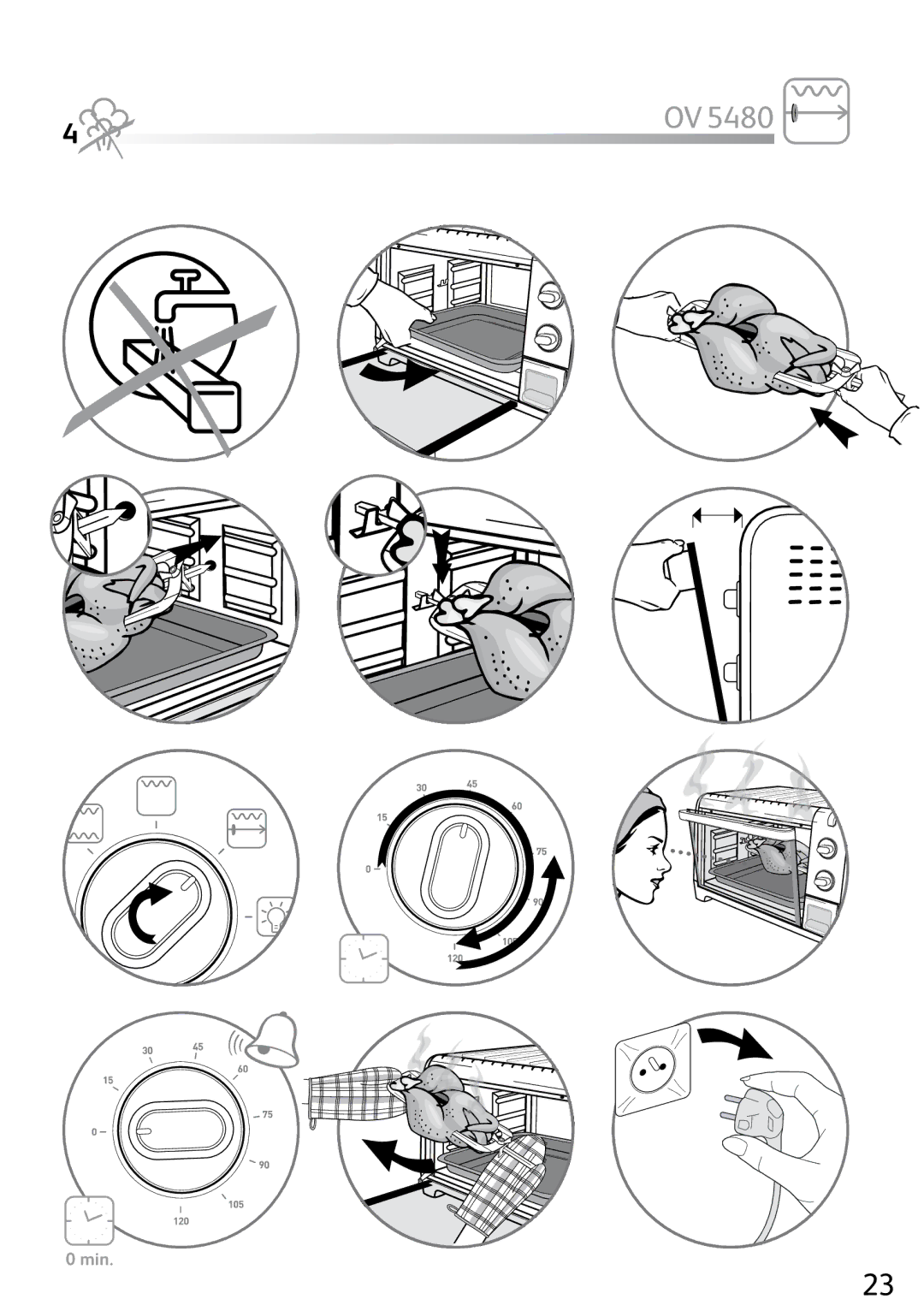 Tefal OV527031, OV527070 manual Min 